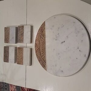 Charcuterie serving board and coasters NWOT